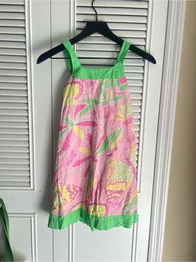 Y2K 2000s Lilly Pulitzer Girl’s Size 7 Pink Green Dragonfly Spring Summer Dress